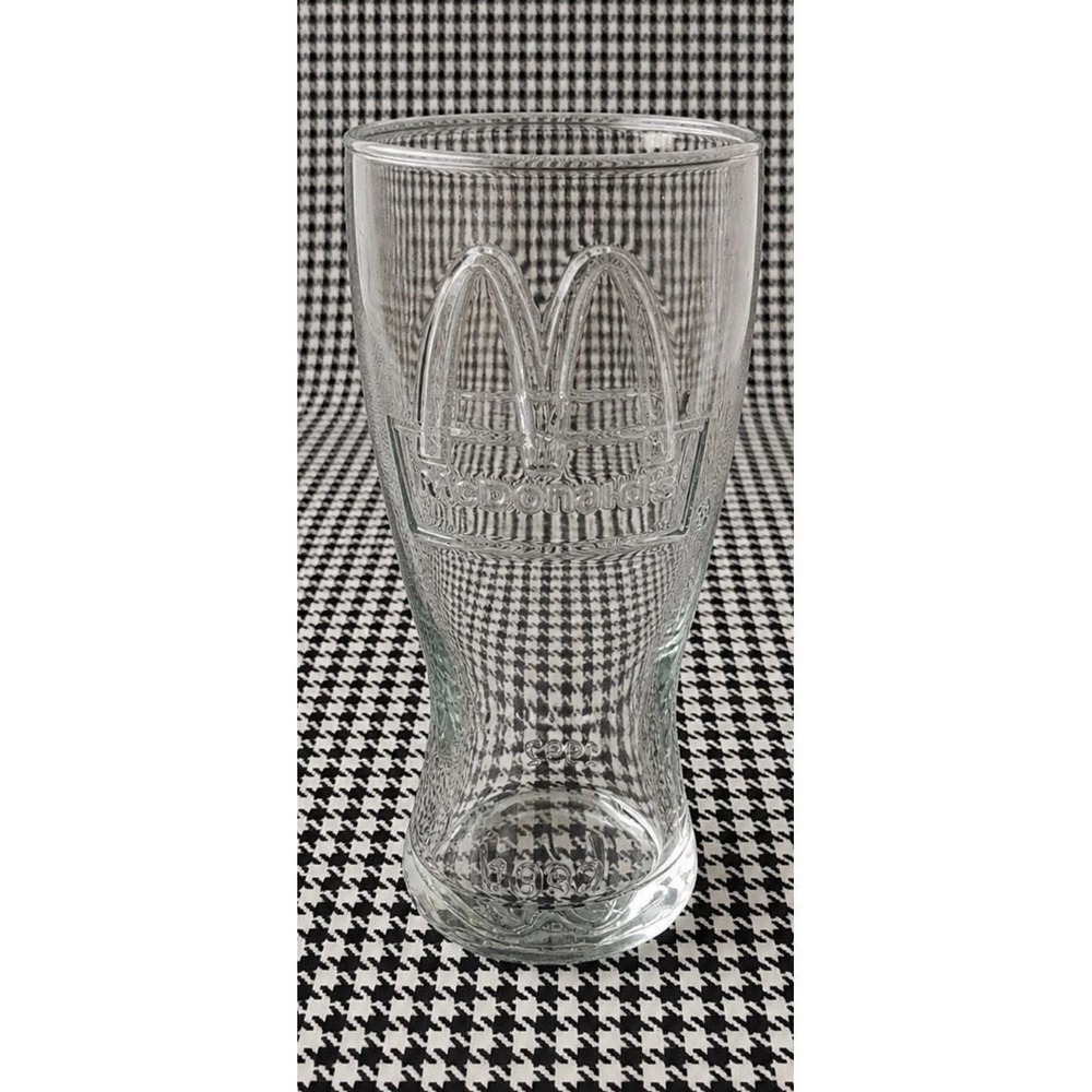 Vintage 1992 Clear Embossed McDonalds Drinking‎ Glass Cup Collectors Glassware